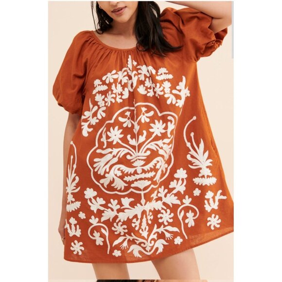 SOLD DO NOT BUY   Medium Embroidered Rust Boho Artsy Festival Folk - Picture 2 of 13